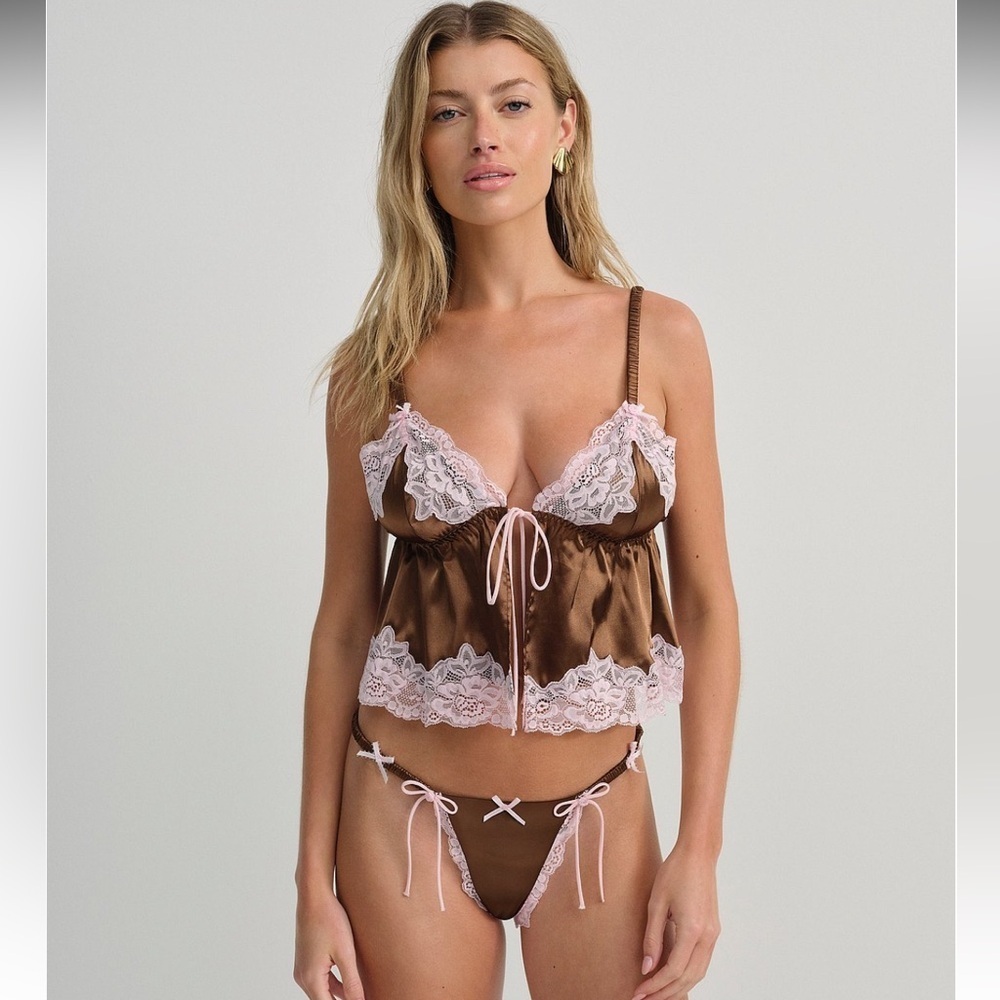 NWT For Love And Lemons Jaden Sleep Top and panty set size S